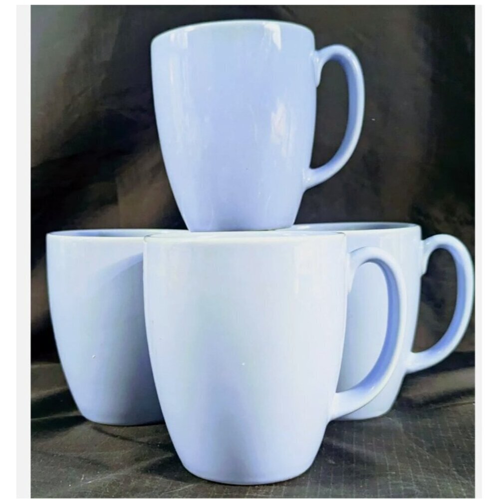 Corning Corelle Mugs 4 Coordinates Light Blue Stoneware 12 oz Coffee Cups EUC